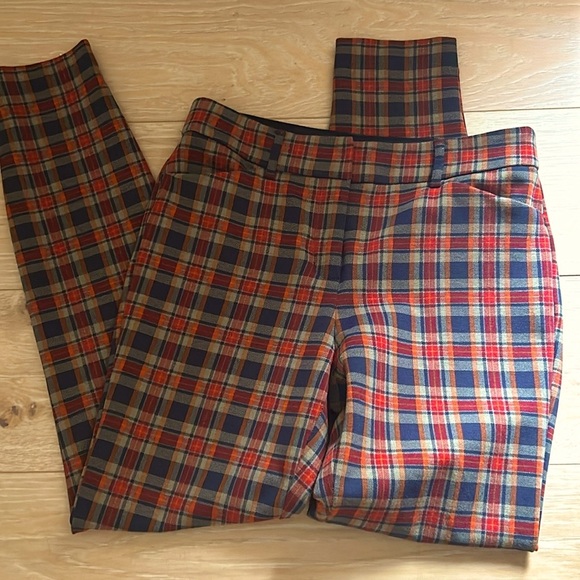 Express Stretch + Skinny Mid Rise Preppy Plaid Every Day Any Occasion Pants - Picture 2 of 9